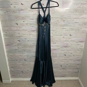 Bellissima gown blue silver dress open back size 6